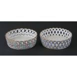 Two Meissen reticulated coasters or bonbon dishes, 15cms diameter (2).