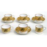 A group of Barr, Flight & Barr canary yellow ground tea ware printed with classical scenes, five
