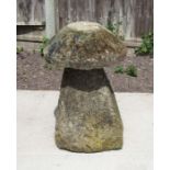 A stone staddle stone, 75cms high.