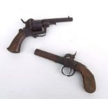 A 19th century Belgian pinfire revolver together with a percussion pistol