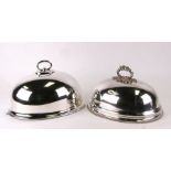 Two silver plated meat domes, the largest 37cms wide (2).