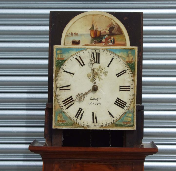 A 19th century 30-hour longcase clock, the square painted arch dial with Roman numerals, signed ' - Image 4 of 11