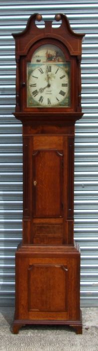 A 19th century 30-hour longcase clock, the square painted arch dial with Roman numerals, signed '