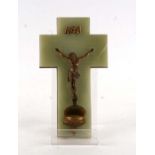 A late 19th / early 20th century French gilt metal and green onyx holy water font. 26cm high