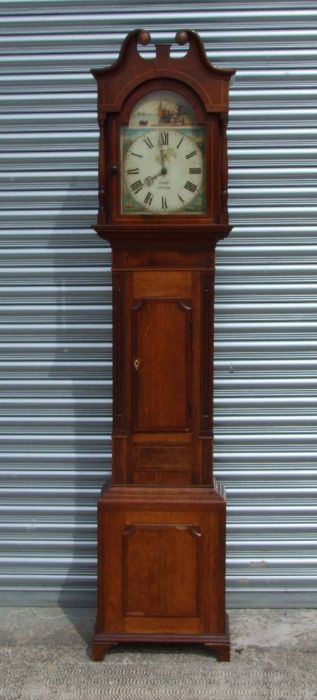 A 19th century 30-hour longcase clock, the square painted arch dial with Roman numerals, signed ' - Image 7 of 11