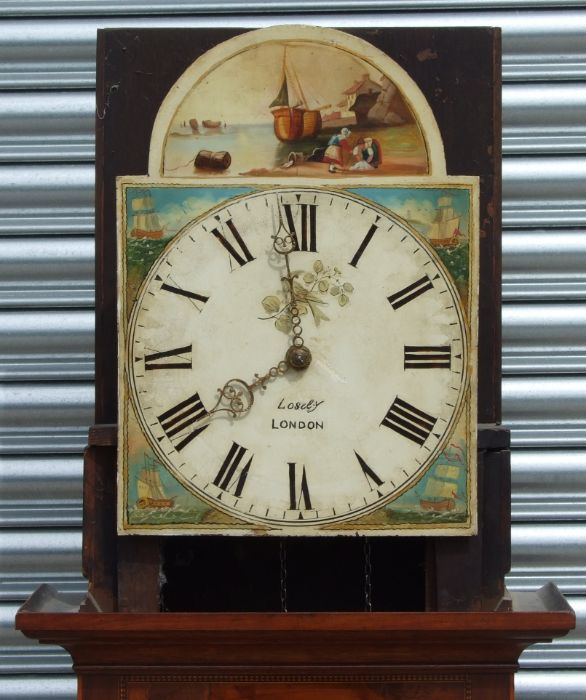 A 19th century 30-hour longcase clock, the square painted arch dial with Roman numerals, signed ' - Image 2 of 11