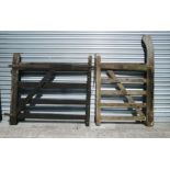 Two rustic wooden garden gates, largest 137cm wide (2)