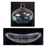 A Holmegaard Art glass bowl together with a ribbed art glass vase (2)