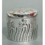 A George III Scottish silver tea caddy and cover of cylindrical form, the cover and body with chased