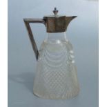 A Victorian silver mounted cut glass claret jug, Birmingham 1894, 23cm high.