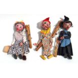 Three Pelham puppets - Clown, Mrs Mop and Witch (3).