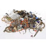 A quantity of assorted costume jewellery to include bracelets, necklaces and other items.