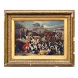 Victorian school, "In at the Kill" foxhunting scene, initialled CA and dated 1868 lower left corner,