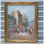 Caroline Burnett - Parisian Street Scene - impasto oil on canvas, signed lower right, framed. 30