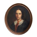 19th Century school, An oval portrait of a young women, oil on canvas laid on board, framed, 40cm by