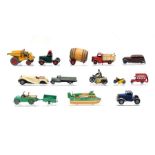 A collection of vintage die cast vehicles and other toys including a Dinky toys series 1