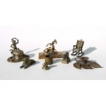 A late Victorian brass pen and ink stand entitled 'Dartmoor Pixie', 12cms wide; together with a