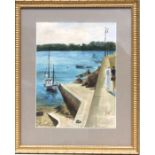 Barbara Jones (1912-1978) a harbour scene, watercolour, signed and dated 1939 lower right, 27cm by
