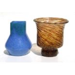A Monart glass vase, 21cm high (a/f) and another art glass. (2)