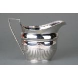 A George III Scottish silver cream jug with reeded decoration, makers McHattie & Fenwick,