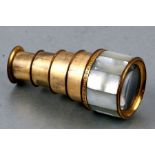 A 19th century five-draw mother of pearl and gilt monocular opera glass, 8cm long extended.