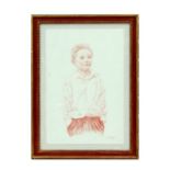 Josephine Milligan, a 3/4 length portrait of a young boy, crayon, signed lower right, 30cm by