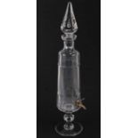 A Val St Lambert cut glass liqueur decanter, signed to the lower rim, 53cms high.
