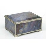 An early 20th century rectangular agate and silver plate mounted trinket box, 10cms wide.Condition