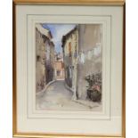 Olga Hillandas (?) - Continental Street Scene - signed lower right corner, watercolour, framed and