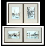 Casari - a set of four watercolour paintings depicting scenes of Venice, all framed & glazed, two