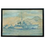 J B Starmer - HMS Loyal, Naples - an L Class Destroyer, signed and dated 1945 lower right,