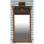 A 19th century Pier mirror in the Regency style, the rectangular plate flanked by reeded