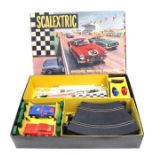 A 1960's Scalextric set No. 55 with Ferrari 250 GTo and Aston Martin DB4 GT cars.