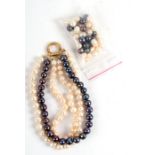 A triple choker pearl necklace with 18ct gold clasp; together with a quantity of loose pearls.