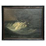 Dutch school - A Three Mast Sailing Ship Hit by a Typhoon in the China Sea - maritime oil on canvas,