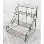 A stepped three-tier wirework plant stand, 58cms wide.