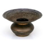 An Islamic / Moorish brass spittoon, 28cms diameter.