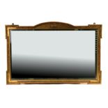 A Regency style gilt overmantle mirror with bevelled edge rectangular plate, 80cms wide.