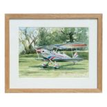 Ronald Homes (modern British) - A Bi-Plane - signed and dated '84 lower right, framed & glazed, 30