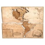 An 18th century jigsaw depicting the whole continent of America according to D'Anville & Bellin,