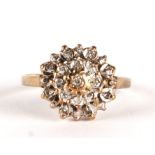 A 9ct gold diamond cluster ring, approx UK size 'K', 2.2g.