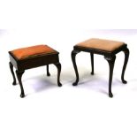 Two piano stools on cabriole legs, and Edwardian inlaid mahogany bedroom chair, a Victorian rosewood