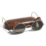 A pair of WWII Allied Air Crew Anti-Glare sunglasses, cased.