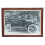 Motoring interest: A large black & white photograph print of a delivery van sign written 'C W