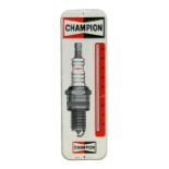 An original 1960's Champion Spark Plugs pictorial thermometer enamel advertising sign