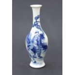 A Chinese blue & white vase decorated with a figure and his horse, four character blue mark to the
