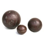 A set of three graduated copper spheres, the largest 20cms diameter (3).