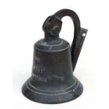 A bronze wall bell 'The Ship Dartford', 19cms high.