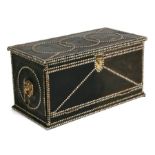 A Regency style studded leather casket with fall-front, 64cms wide.Condition ReportSome general