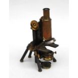 A late Victorian Histological microscope by J Swift & Son, in original box with spare lenses,